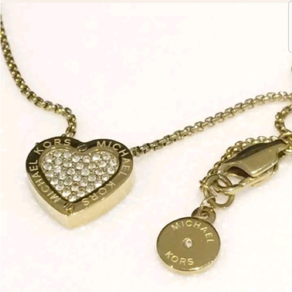 Michael Kors Pave Crystal Heart Necklace